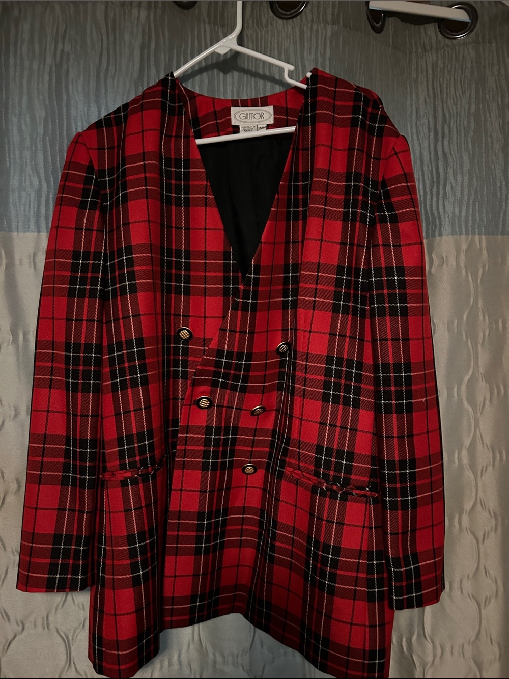 Vintage - Red Plaid Double-Breasted Blazer